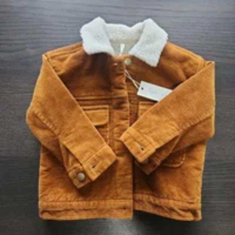 Rylee + Cru "Julian" cinnamon corduroy jacket with sherpa lining , 4/5y